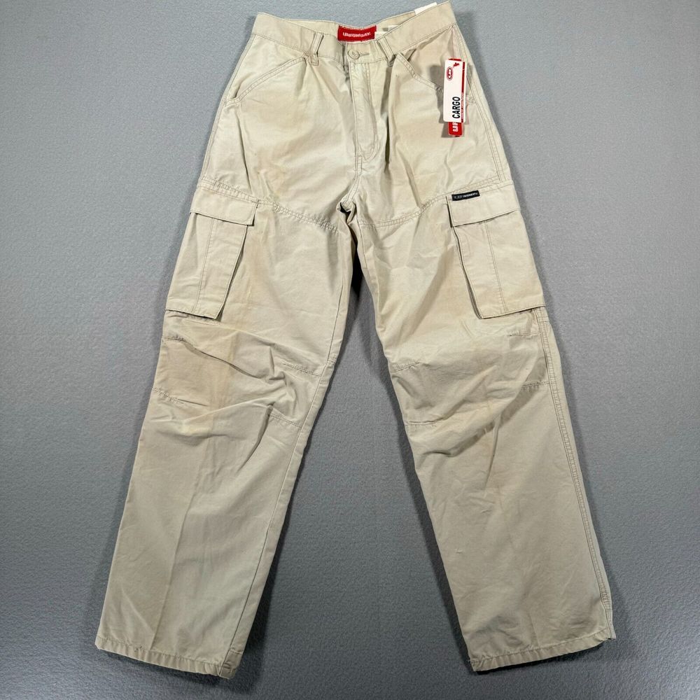 Vintage Unionbay Cargo Pants Boys 18 Beige Straight Leg Utility Pockets Jeans